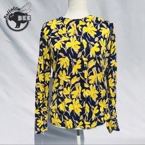 Lands End blue and yellow floral cardigan size M